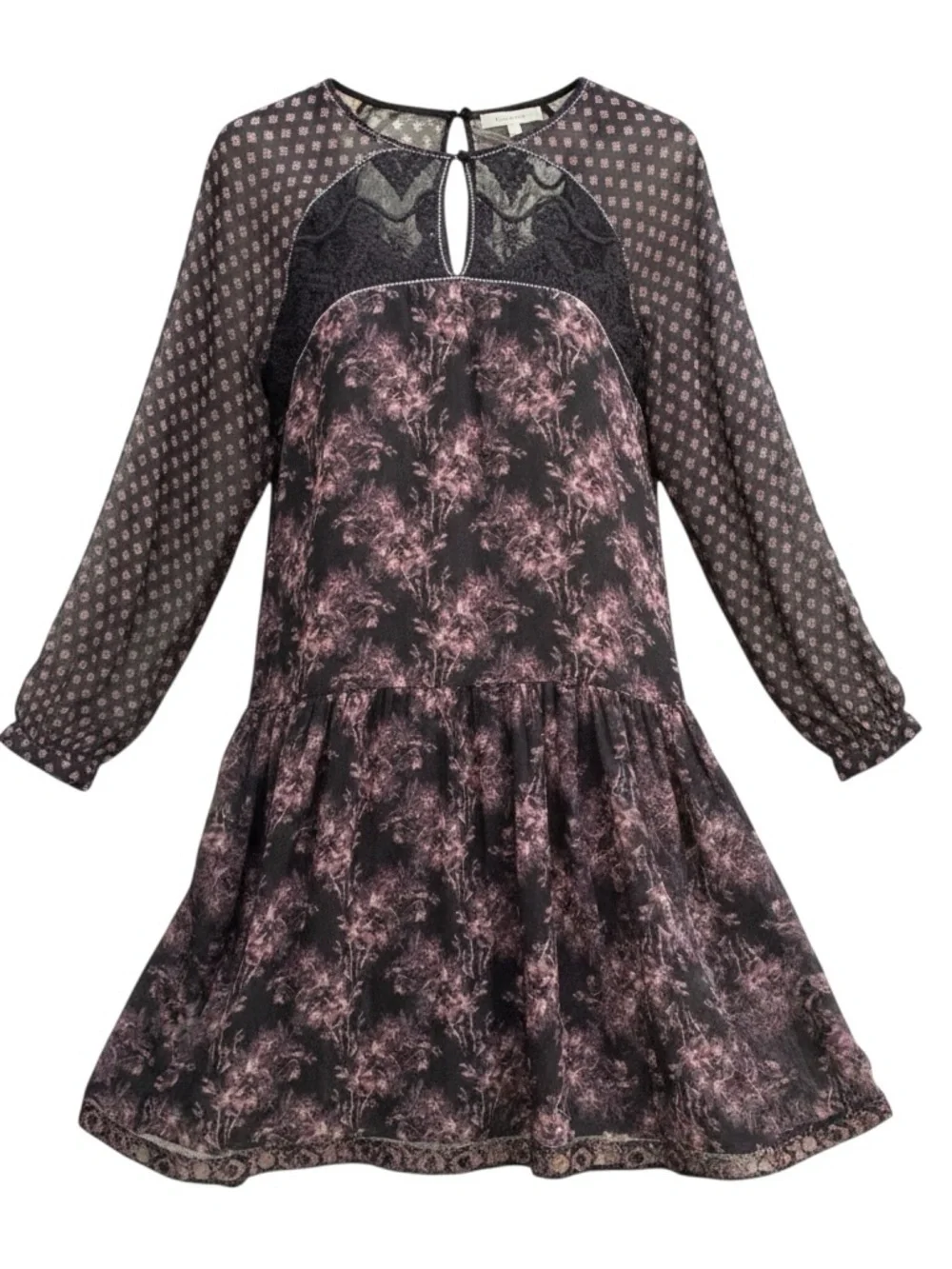 Free People Elsie Mini Dress in the Midnight Garden Combo Size Medium